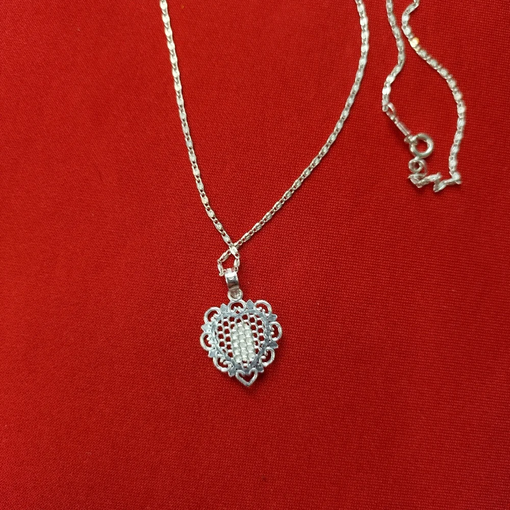 Elegant Heart‎ Pendant Necklace 925 Sterling Silver virgin mary Catholic Medal